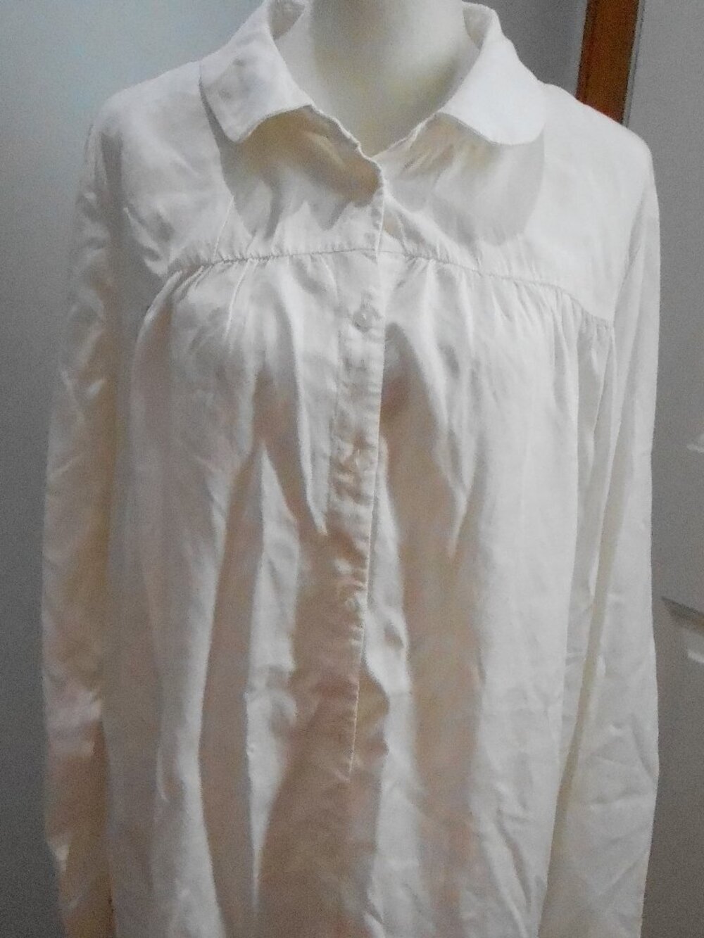 Vila Clothes Womens Vikayla Long Sleeve White Button Up Collar Long Shirt Size-L